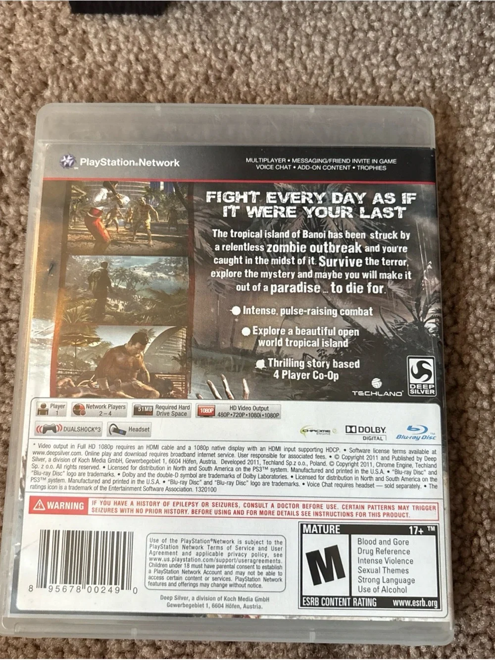 Sony Dead Island PS3 Game – Red, Black, Green Artwork